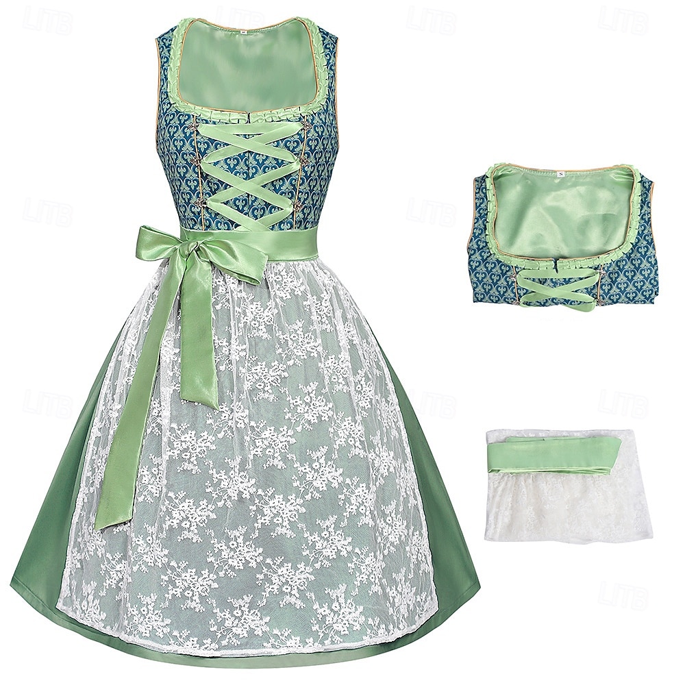Cerveza Oktoberfest Oktoberfest Vestidos Mucama bávaro prados Mujer Carnaval Fiesta Festival de Cerveza Paño de estilo tradicional Vestido Delantal Sin blusa 2025 - $62.99 –P4