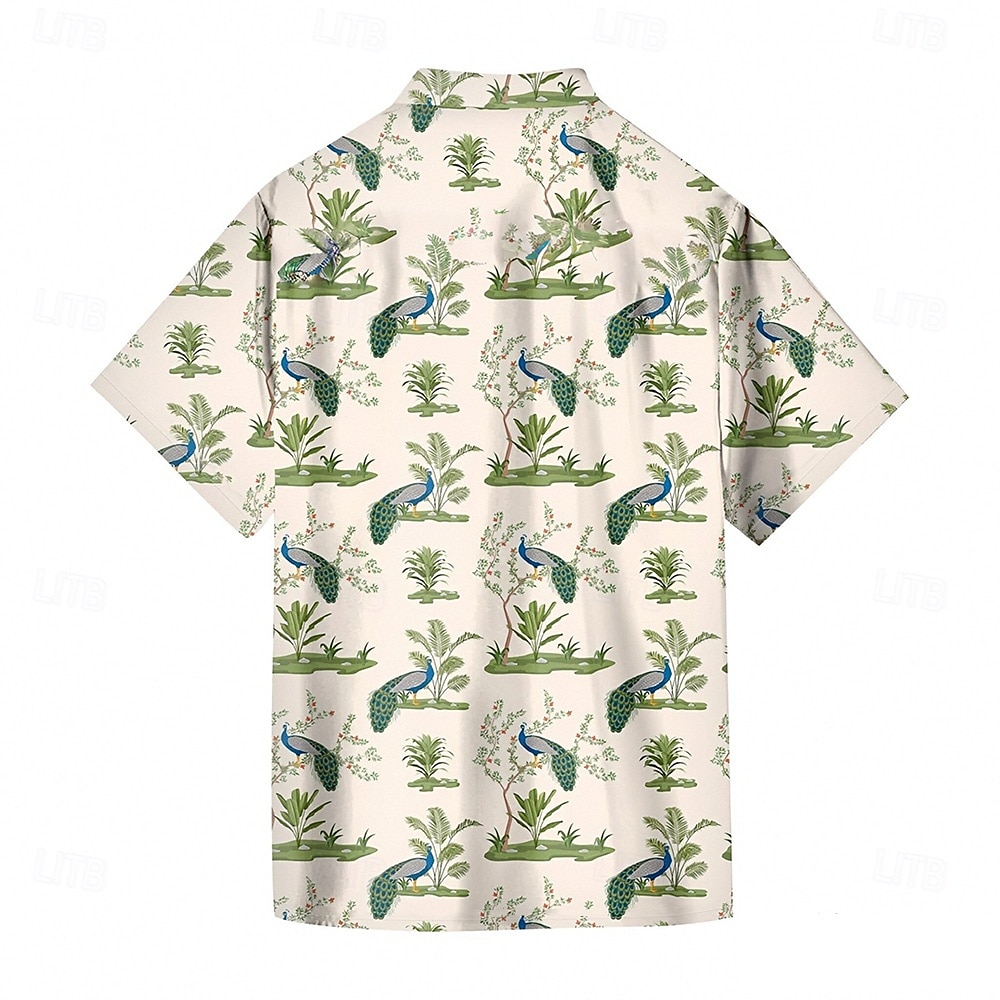 Miesten Lintu Riikinkukko Trooppiset kasvit Havaiji paita Button Up paita Havaijilaispaita Lyhythihainen Havaijilainen Loma Pyhäpäivä Ranta-asut Kesä Kevät Sänkyjen avaus 3D-tulostus kauluspaidat 2025 - $23.99 –P2