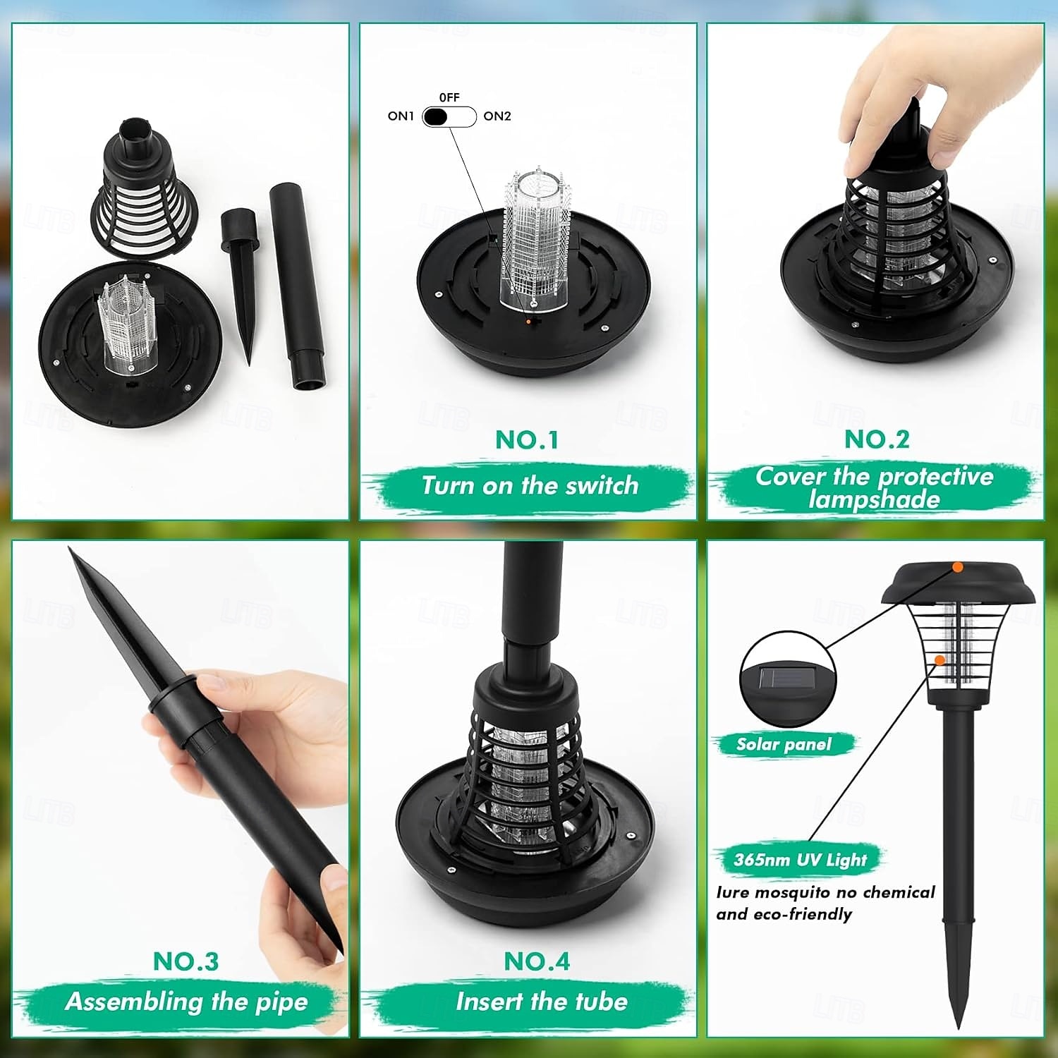 Солнечная ловушка для насекомых, водонепроницаемая наружная ловушка для комаров, уничтожитель и освещение, репеллент, лампа для использования в помещении, на улице, в саду, на террасе, с фиолетовым и 2025 - $9.99 –P7