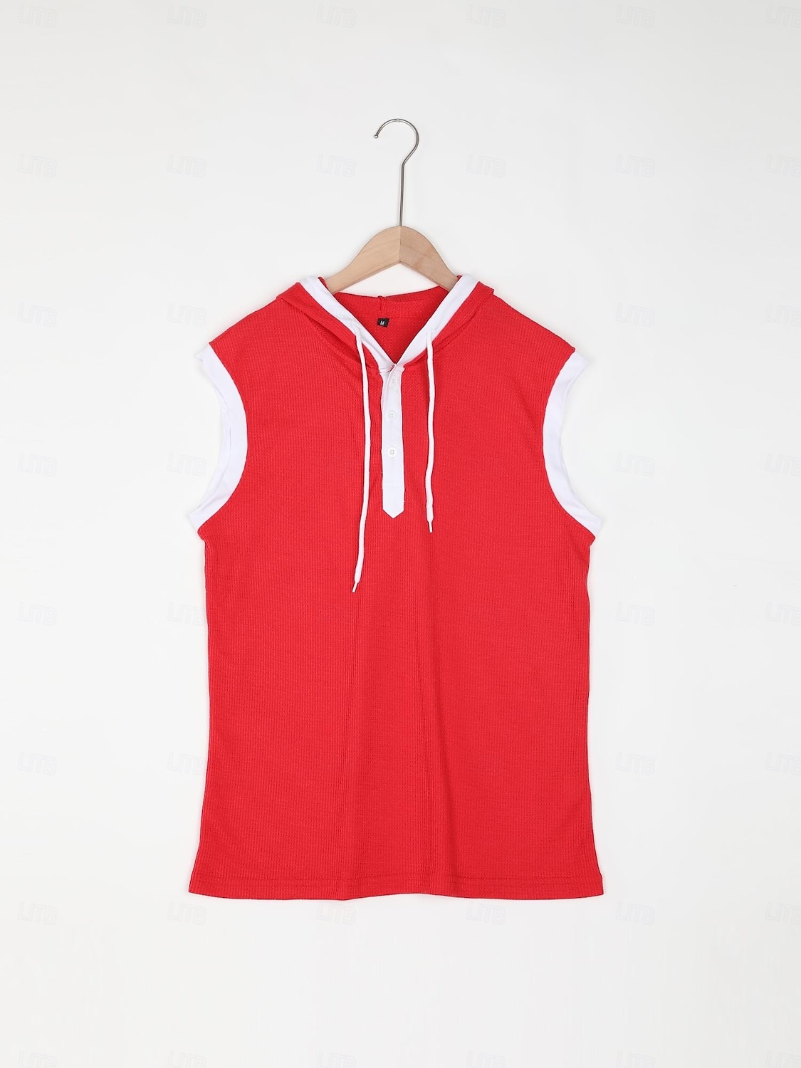 Voor heren Wafel Tanktop Hesje Mouwloos shirt Mouwloos Capuchon Zomer Effen Modieus Sportief Klassiek Capuchon Casual Sportschool Straat Rood Top T-shirt voor mannen 2026 - $16.49 –P9