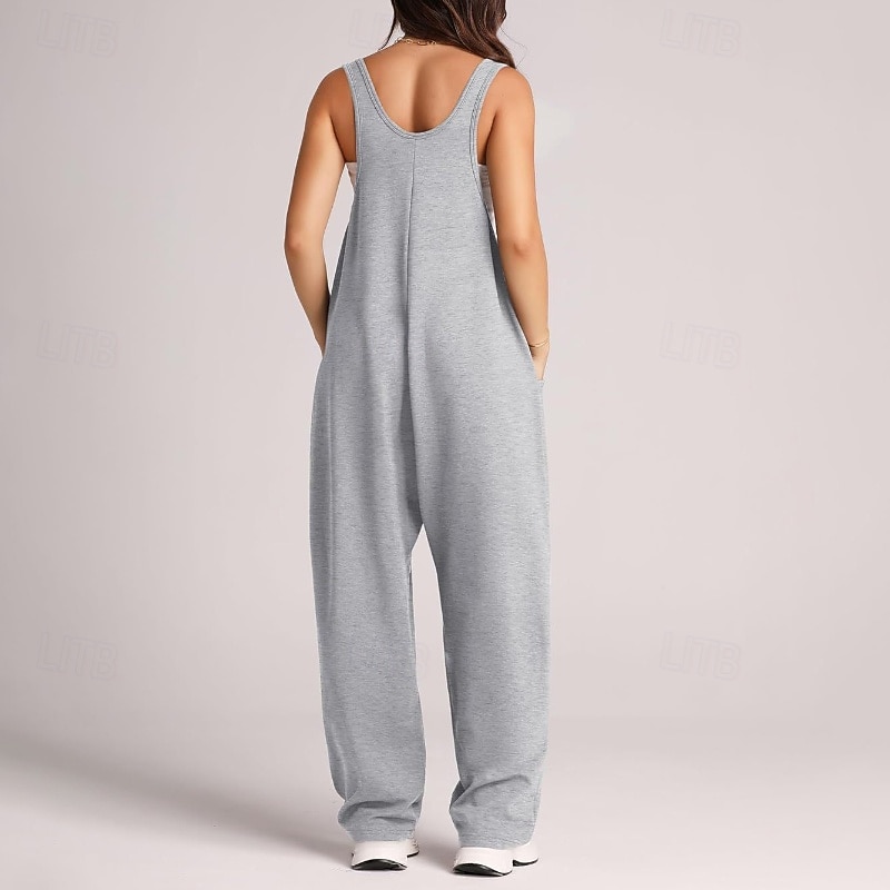 Damskie Normalny Kombinezon Moda miejska Jednokolorowe Bez rękawów Dekolt w kształcie litery U Kieszeń Ulica Codzienny Regularny Czarny Jasnozielony Rumiany róż Lato 2025 - $24.99 –P14