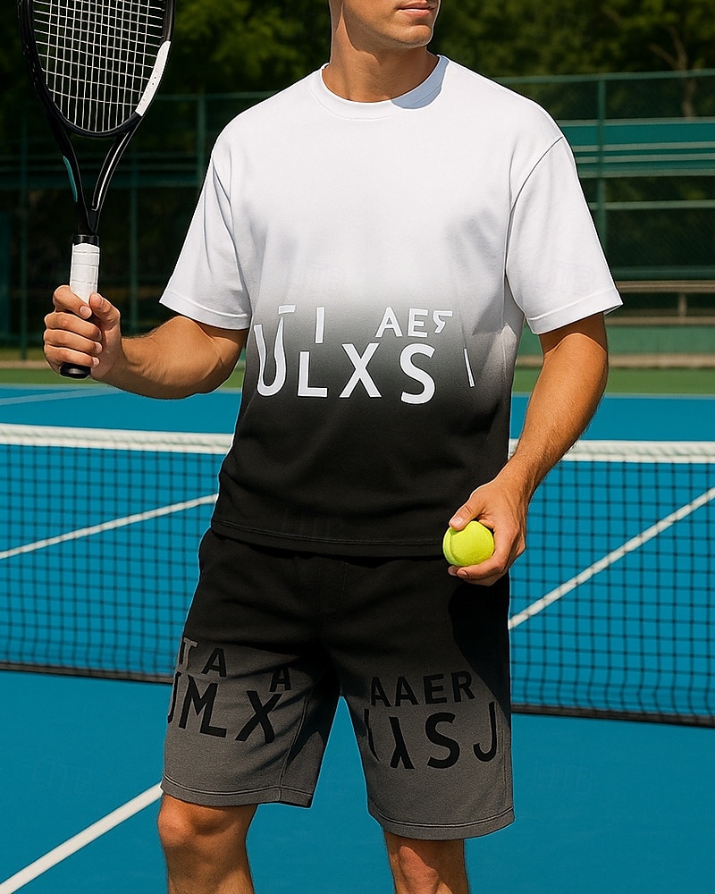 US Open Per uomo Set sportivo Camicie e pantaloncini Set da tennis 2 Maniche Corte Traspirante Yoga Tennis Golf Grafico Nero Bianco Blu Abbigliamento da tennis del 2025 a $41.99 –P1