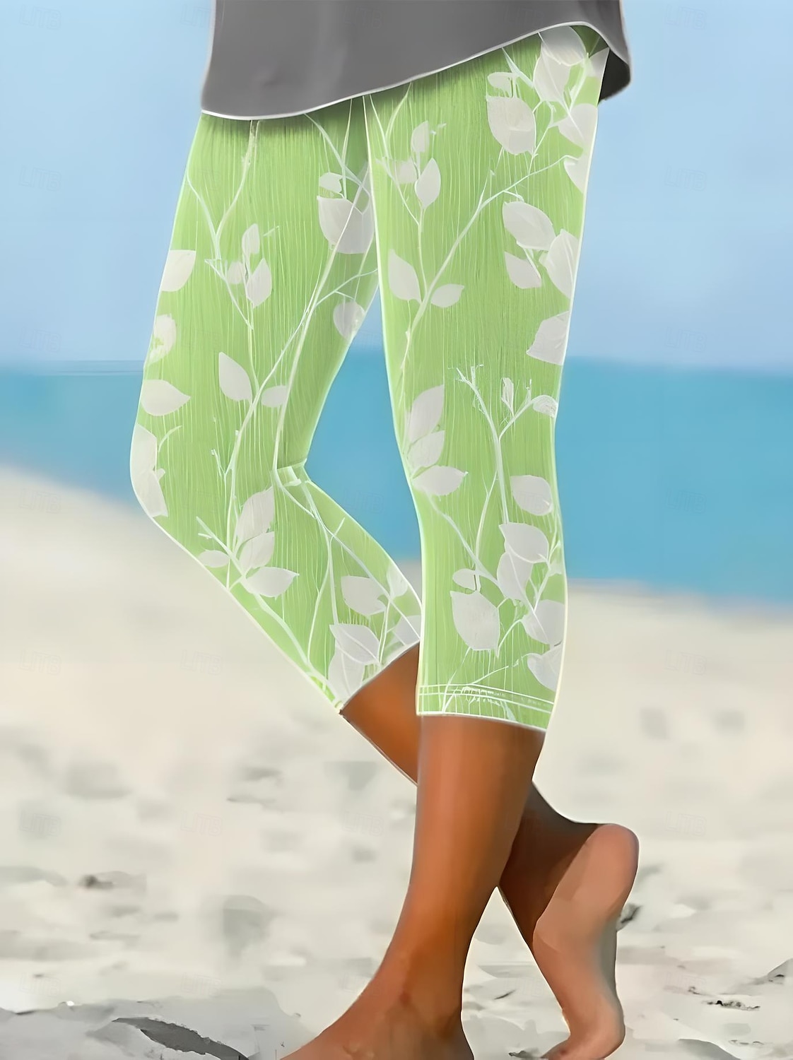 Dámské legíny Capri kalhoty 3D tisk dovolená vintage móda délka nad lýtka vysoký pas květinový grafický tisk elastické dovolená ulice příležitostné barva vajíčka robina modrá černá bílá modrá léto 2025 - $18.99 –P4