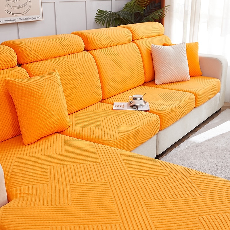Funda de cojín elástica para sofá, funda elástica para sillón seccional, sofá de dos plazas, 4 o 3 plazas, forma de L, sólida, suave, duradera, lavable 2025 - $12.49 –P7