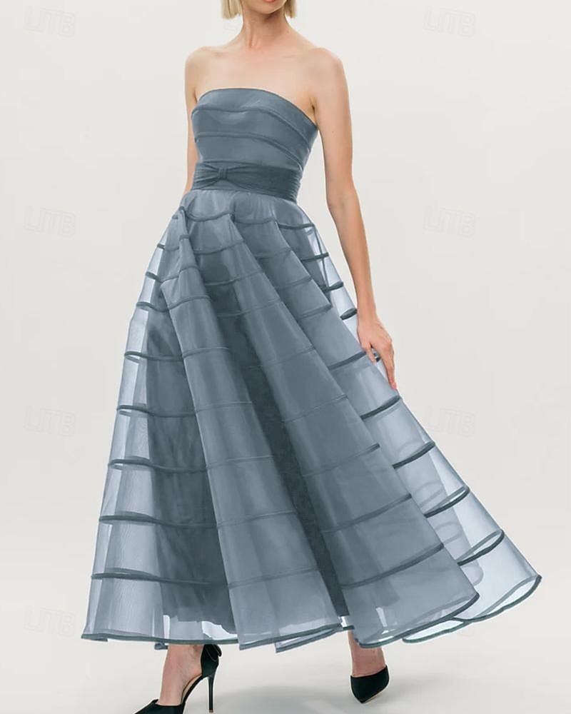 A-Linien Cocktailkleider Kreppkleid formelles Hochzeitskleid Tee-langes Maxikleid ärmellos strapless Nylon mit Schleife(n) 2025 - $159.99 –P4
