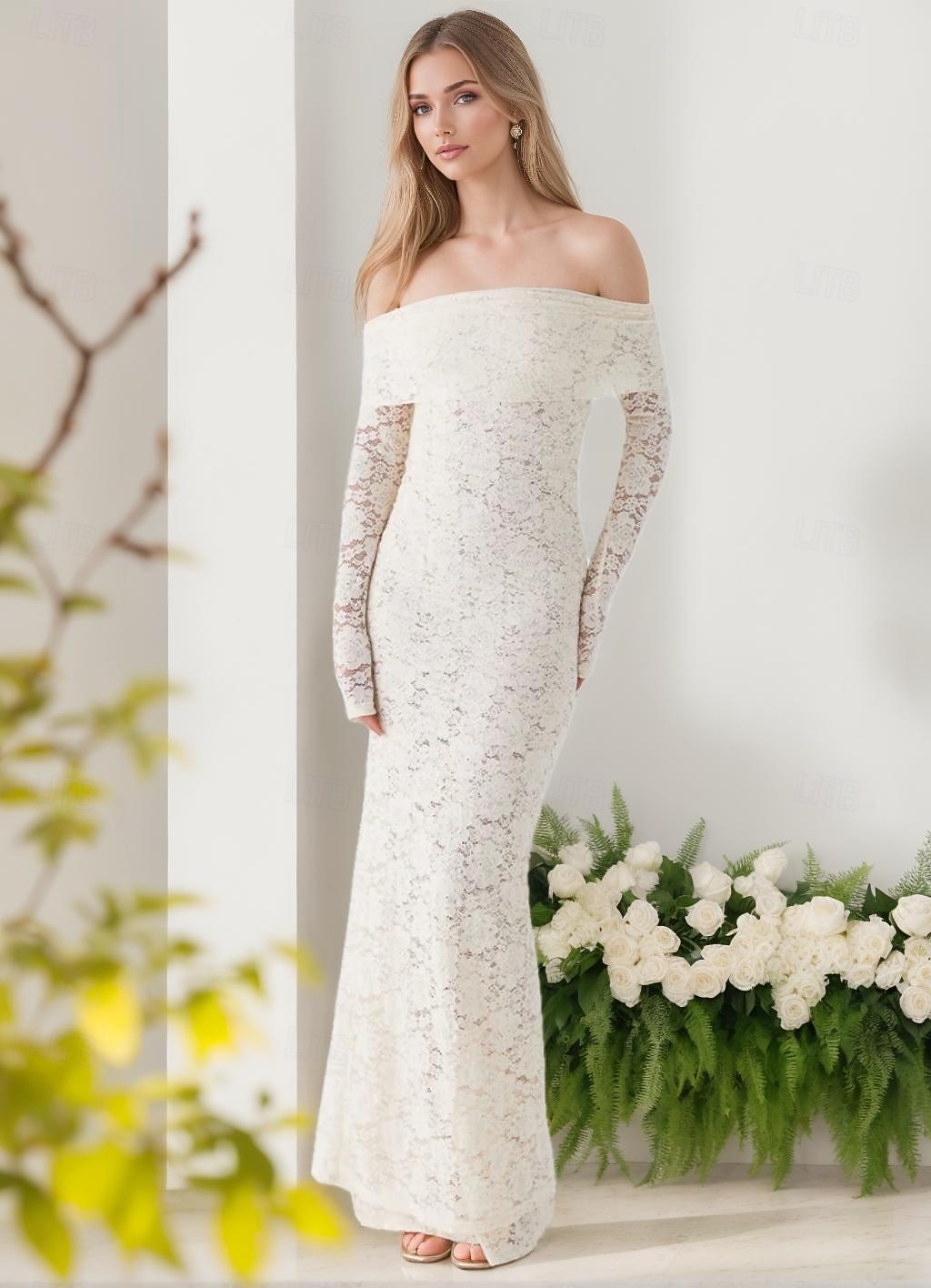 White Chantilly Lace Mermaid / Trumpet Evening Gown Cocktail Dress Garden Wedding Dress Formal Semi Formal Wedding Guest Floor Length Long Sleeve Off Shoulder 2026 - $152.99 White Chantilly Lace Mermaid / Trumpet Evening Gown Cocktail Dress Garden Wedding Dress Formal Semi Formal Wedding Guest Floor Length Long Sleeve Off Shoulder 2026 - $152.99