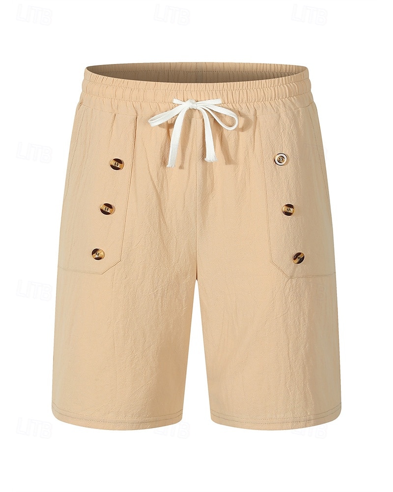 Hombre Pantalón corto Pantalones cortos de lino Pantalones cortos de verano Pantalones cortos de playa Bolsillo Correa Cintura elástica Plano Comodidad Transpirable Corto Vacaciones Festivos Playa 2025 - $22.99 –P10