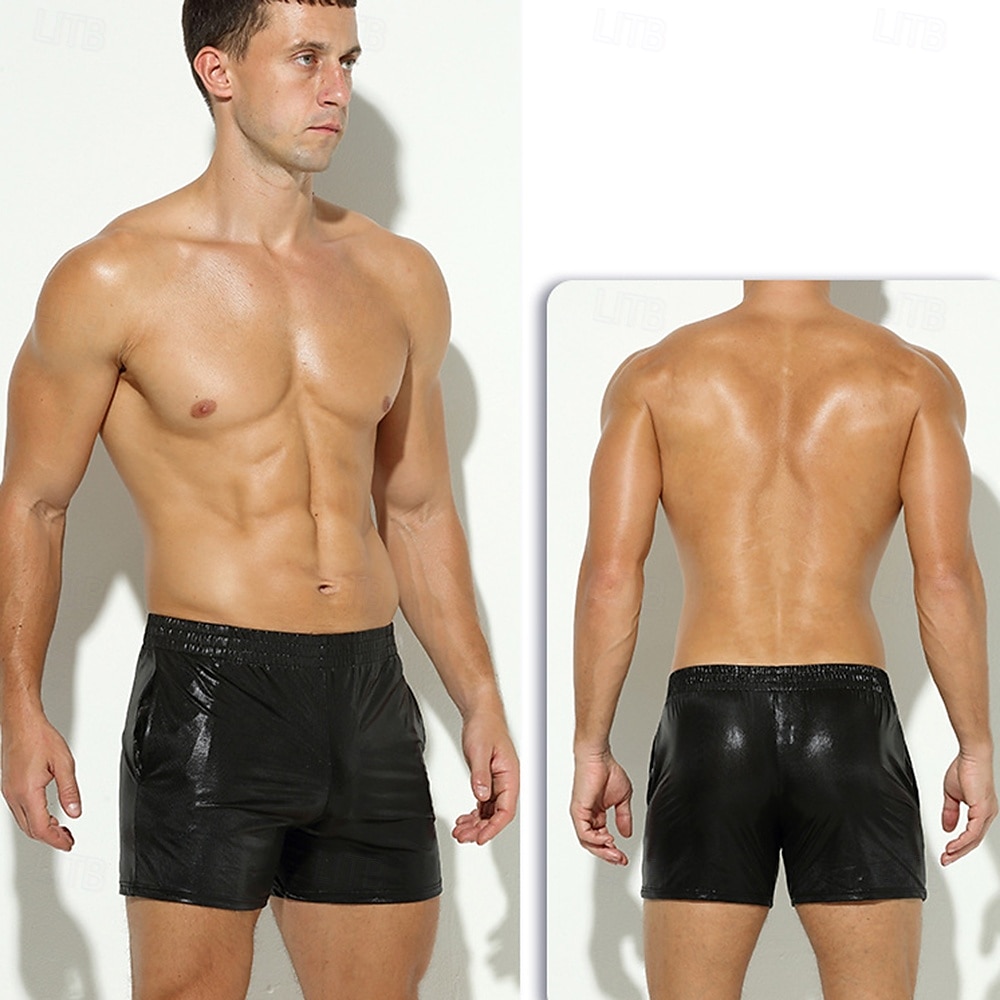 Retro Vintage 1980s Rave Shorts Disco Shiny Latex Patent Metallic Fancy Dress Men's Halloween Carnival Music Festival Pride Parade Gay Club Adults' Shorts Summer 2025 - HUF 7689 –P13