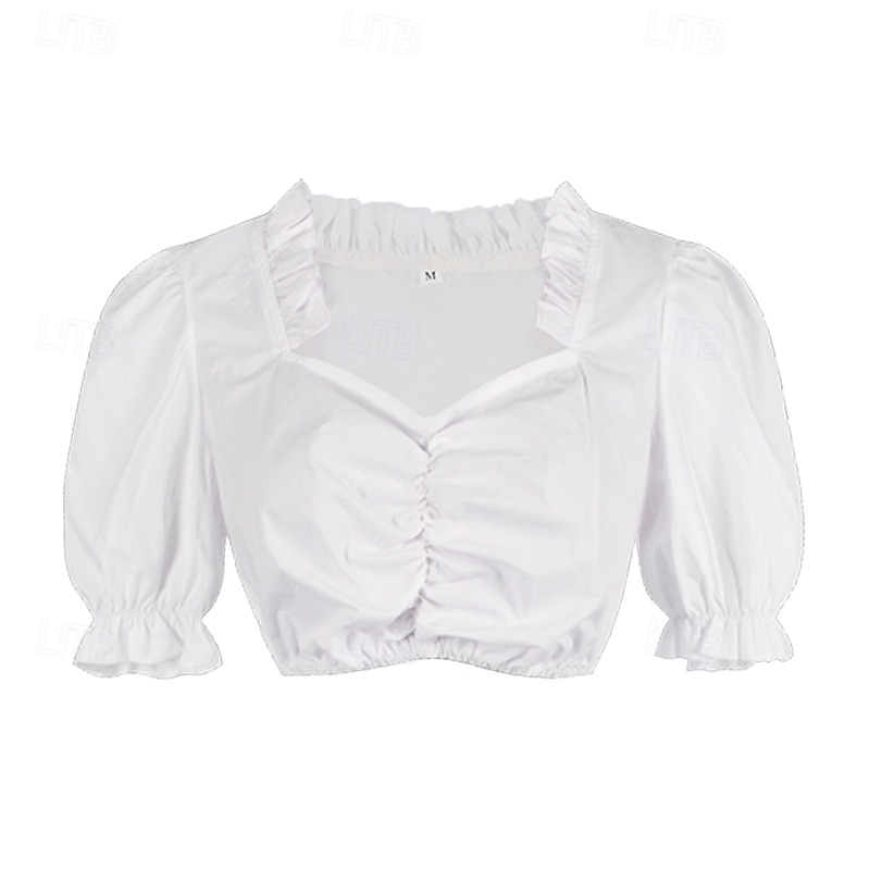 Women's Bavarian Dirndl Dress Costume with Lace Apron and Blouse Pink Satin Embroidery Outfit for Oktoberfest Festival 2026 - $80.99 –P5