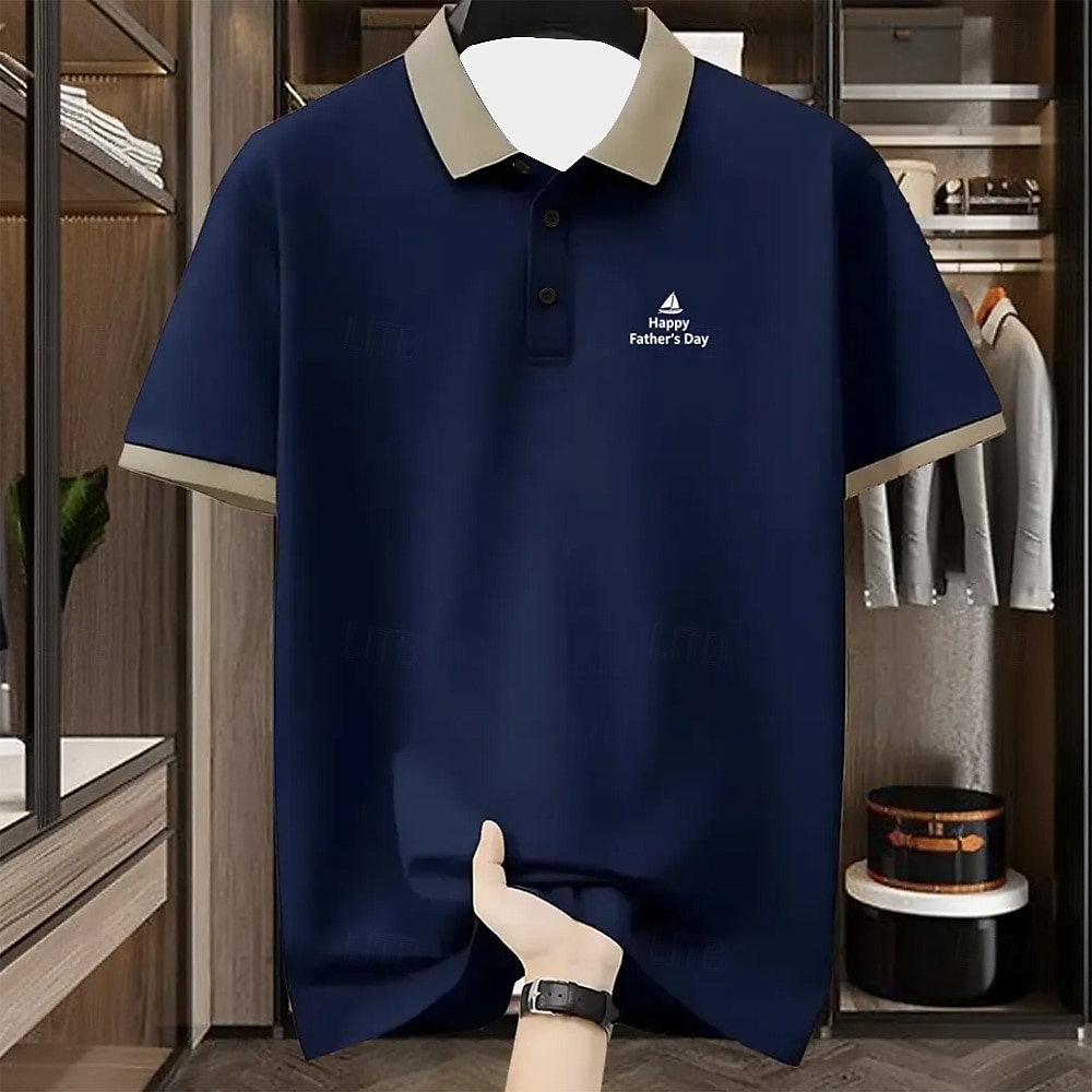 Men's Golf Polo Short Sleeve Short Sleeves Collar Lapel Casual Daily Athleisure Festival Buttons Summer Black Red Navy Blue 2025 - $21.99 –P3