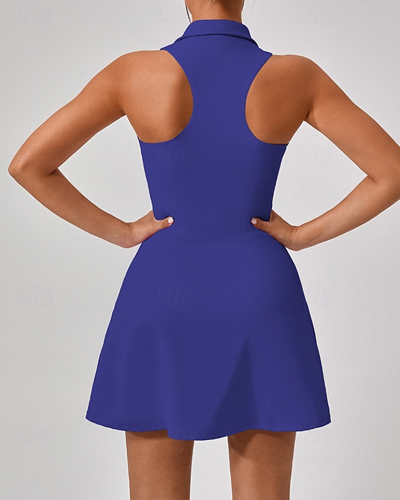 Per donna Tinta unita Abito da tennis con pantaloncini Abito sportivo Senza Maniche Cerniera Tasca Tennis Golf Pickleball Colletto a Camicia Vestito Nero Bianco Rosa Abbigliamento da tennis del 2026 a $51.99 –P11