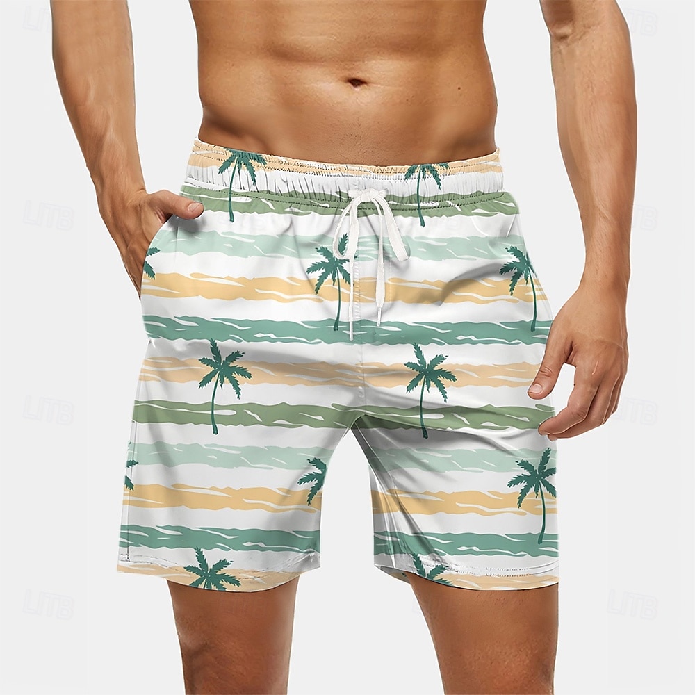 Voor heren Kokosnootboom Palmblad Tropische planten Lange zwembroeken Zwemshorts Boardshorts Medium Taille Streetwear Hawaii Strandvakantie Zijzakken Mesh voering Elastische tailleband met trekkoord 2025 - $19.99 –P4