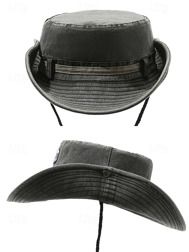 Chapeau de pêche d'extérieur pour homme avec mentonnière réglable, tissu en toile de coton, bord large enroulable classique, adapté aux activités estivales, à la randonnée et aux voyages de 2025 ? $14.99 –P9
