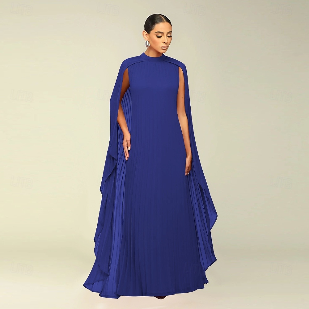 Abiti A-Line Quinceanera elegante abito formale matrimonio lunghezza al pavimento maniche lunghe scollo alto chiffon con pieghe del 2025 a $119.99 –P19