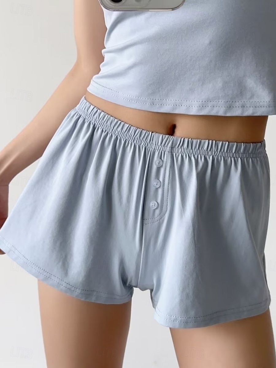 Dámské šortky Jednobarevné Chinos Módní Casual Athleisure Krátké Střední pas Hladké Elastický pás Pohodlné Měkké Komfortní Elastické Venku Ulice Světle šedá Černá Bílá Modrá Léto Volný střih 2025 - $15.99 –P1