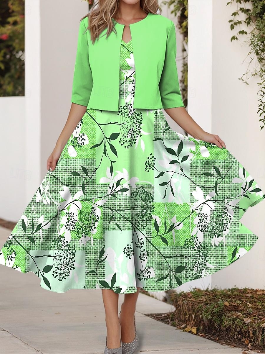Pentru femei Set de rochii Rochie A line Rochie de vară Petrecere Rochii Semi Formale Floral Grafic Imprimeu Rochii Midi Manșon Jumate În V Invitat la nunta Zilnic Roz Îmbujorat Albastru piscină Mov 2025 - $36.99 –P4