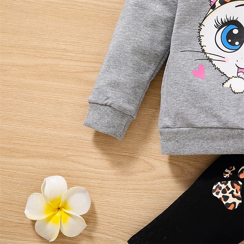 2 osainen Lapset Tyttöjen Kissa Crewneck Huppari & collegehoususetti Aseta Pitkähihainen Muoti ulko- 4 vuotta + Kevät Syvä vaaleanpunainen Punastuvan vaaleanpunainen Purppura 2025 - $11.99 –P8