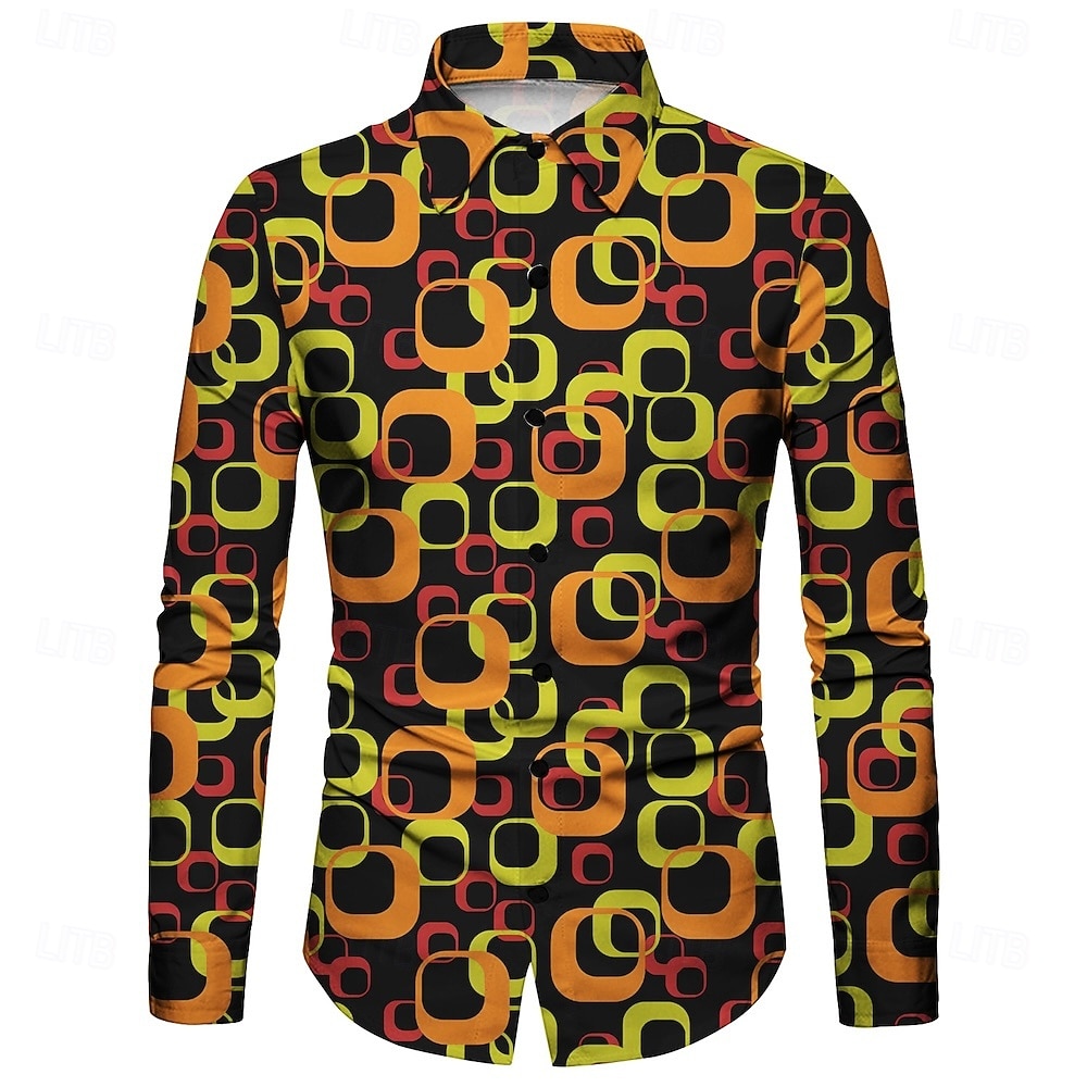 Retro Antiguo Años 70 Camisas Disco Geométrico Psicodélico Disfraz Hombre Víspera de Todos los Santos Carnaval Festival de Música Desfile del orgullo Adulto Camisas 2026 - $23.99 –P1