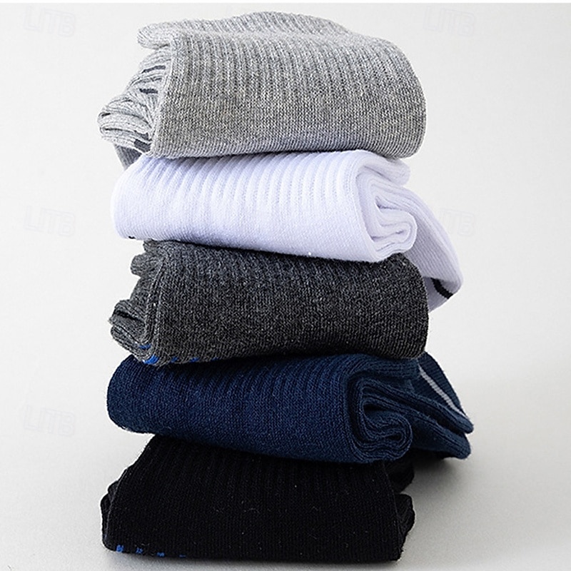 Per uomo 5 Paia Pacchi Multipli Calzini Calzini da Corsa Calzini Casual Nero Bianco Colore A righe Vacanza Sport & Outdoor Quotidiano Base Medio Primavera Autunno Moda Casual del 2025 a $9.49 –P14