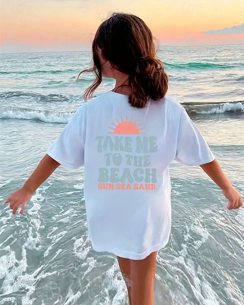 Fete 3D Soare Scrisă Tricou Manșon scurt Vară Primăvară Modă De Bază Copii 4-12 ani Stil Nautic În aer liber Casual Zilnic Fit regulat 2025 - $11.99 –P2