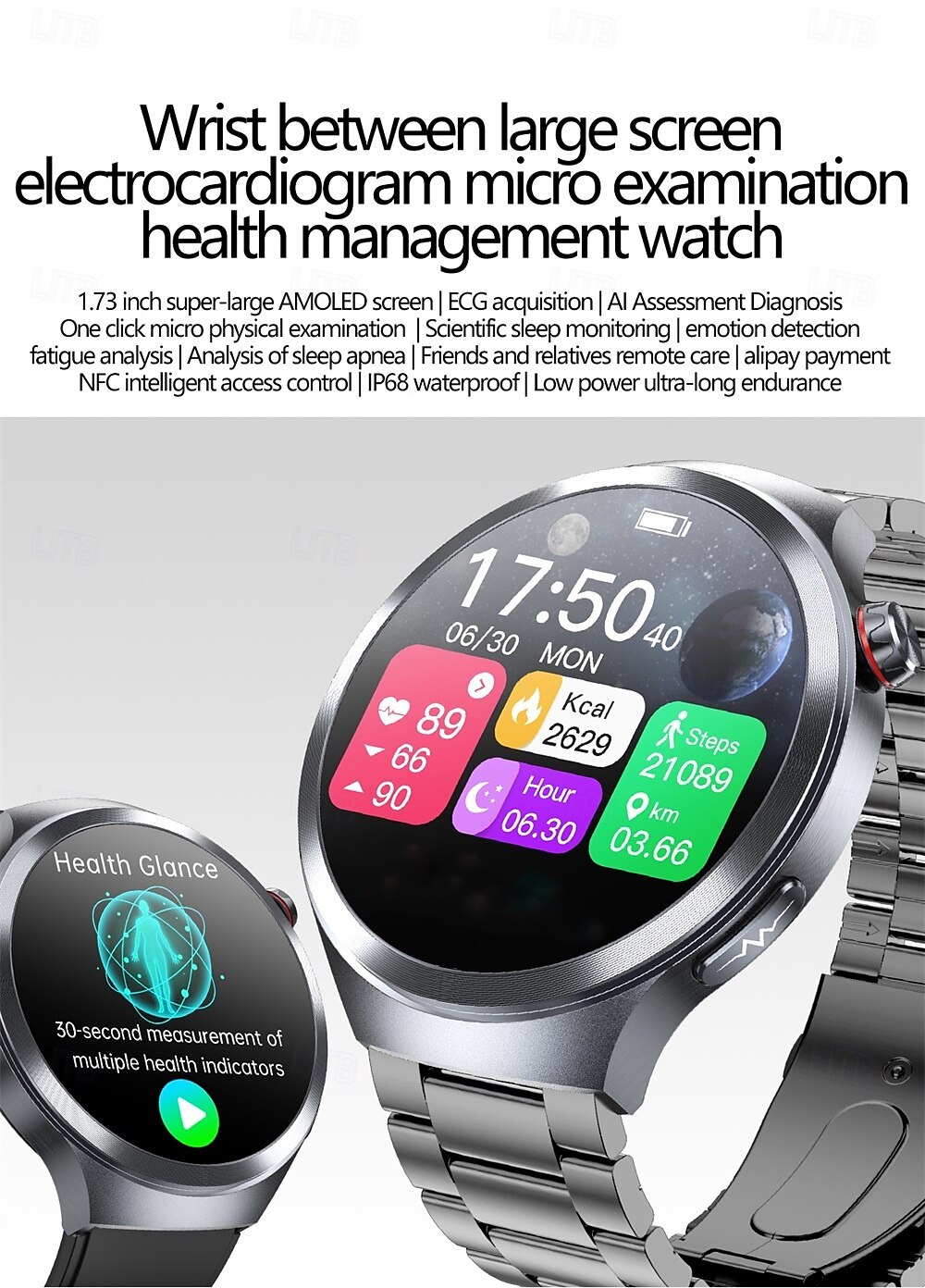 ET475 Smartwatch 1.73'' AMOLED Smartwatch with Bluetooth Calling, SOS Emergency, Multi-Sport Mode, Fatigue & Sleep Detection, Rotating Crown, Waterproof Round Dial Watch for Men 2025 - $79.99 –P1