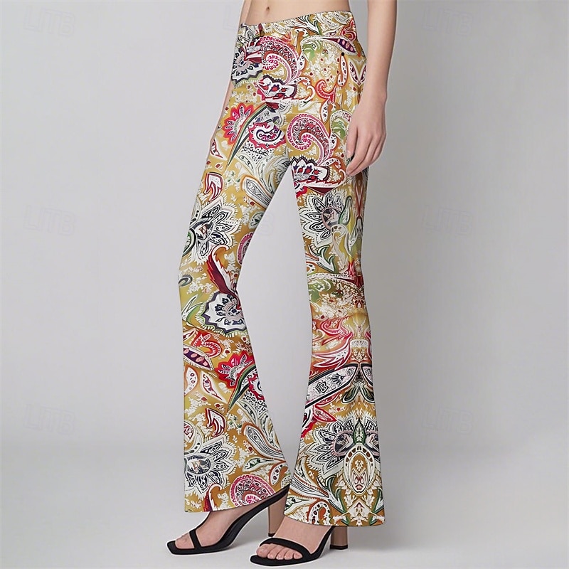 Retro Vintage Boho 1970er Schlaghosen Schlag-Leggings Hippie Disco Hohe Taille Paisley-Muster Stammes Kostüm Damen Halloween Karneval Urlaub Musikfestival Festival Erwachsene Hose 2026 - $21.99 –P7