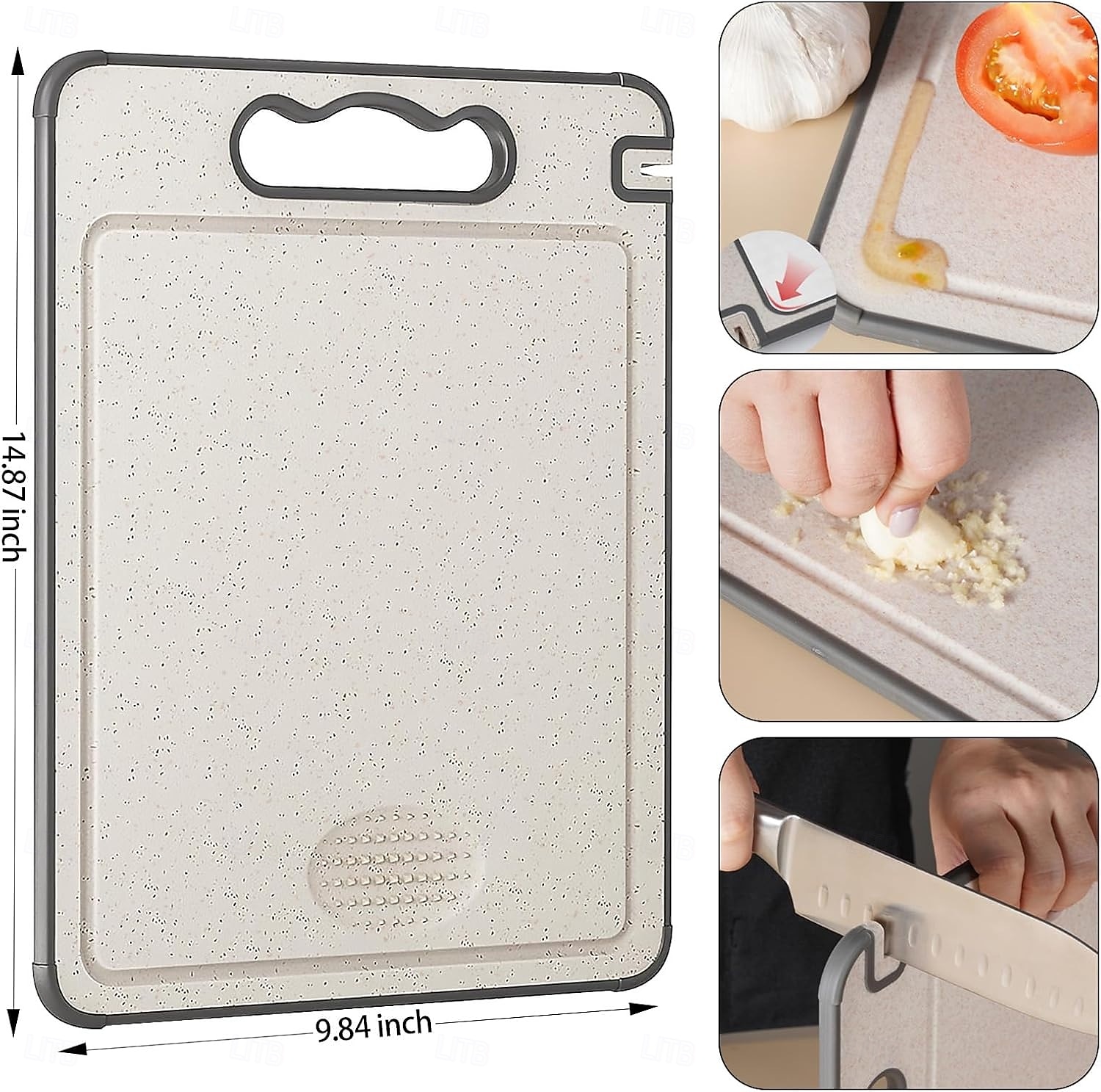 Edelstahl-Schneidebrett für die Küche, lebensmittelechtes Schneidebrett, leicht zu reinigen, langlebig und kratzfest, rutschfestes Design mit Knoblauchmühle und Messerschärfer 2025 - $13.99 –P2