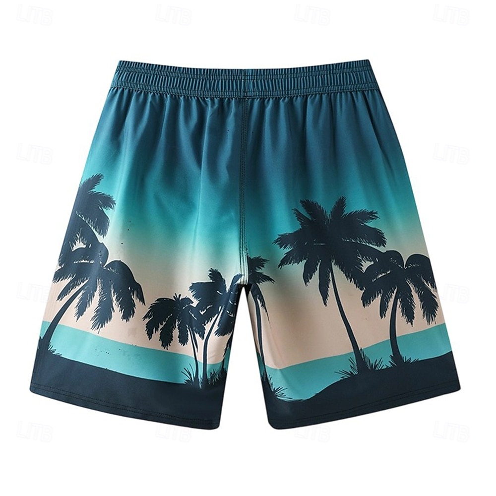 Homens Calção Shorts de praia Bolsos Com Cordão Imprimir Gráfico Folha Árvore Respirável Secagem Rápida Comprimento do joelho Ao ar livre Férias Casa Férias Estilo Étnico Azul Céu Azul escuro de 2025 por $17.99 –P7