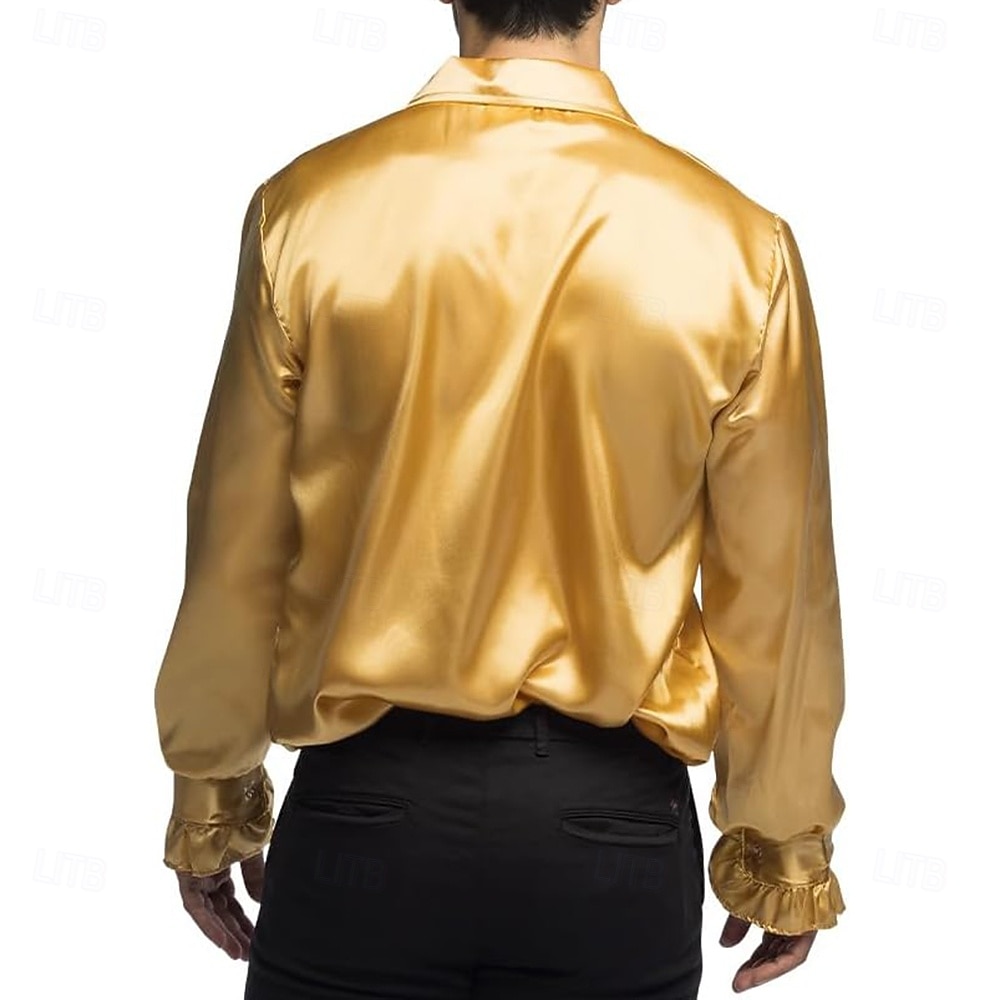 Rétro Vintage Années 1970 Rave Chemise Disco A Volants Déguisement Homme Halloween Carnaval Festival de Musique Défilé de la Fierté Mois des Fiertés Adultes Chemise de 2026 ? $27.99 –P3