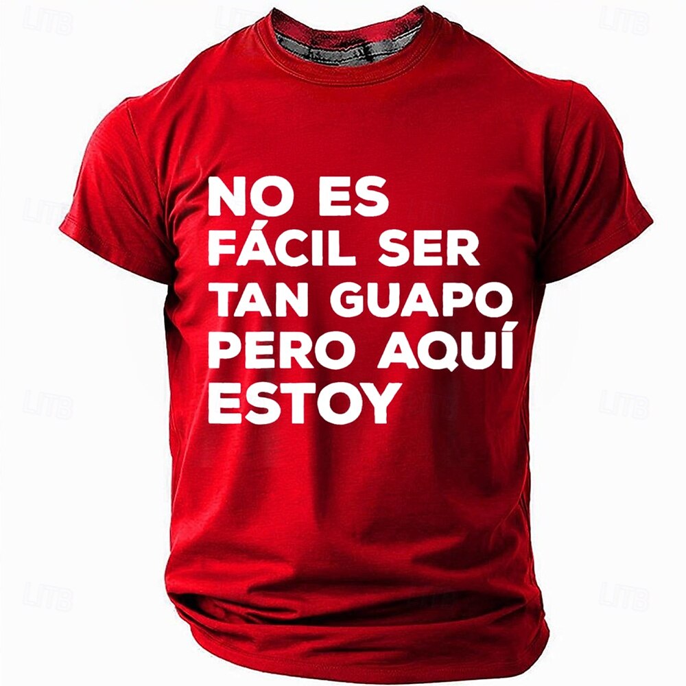 Férfi Vicces szleng Spanyol Póló Rövid ujjú póló 3D nyomtatás Terített nyak Ing Divat Napi Alap Utca Hétköznapi Napi Fekete Rubin Medence Nyár Tavasz Ruházat S M L XL XXL XXXL 2025 - $17.99 –P1