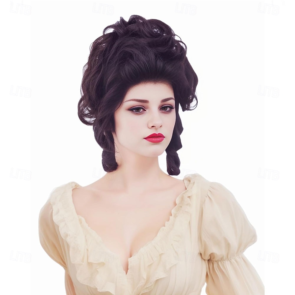 Krátká vlnitá hnědá paruka s velkým nafouklým účesem, paruky s motivem včelího úlu pro ženy, vhodné pro kostýmy 70. a 80. let nebo halloweenské vintage cosplay párty 2025 - $25.99 –P5