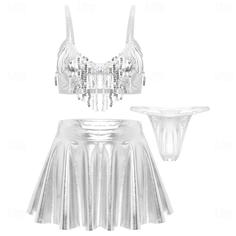 Retro 80. léta Blouznit Sukně Úbory Krátký top Disko Lesklý latexový patent Kov Dámské Hrdost předvečer Všech svatých Karneval hudební festival Pride Parade Měsíc hrdosti Dospělé Sukně Kalhoty 2025 - $32.99 –P8