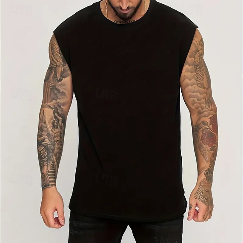 Herren Tank Top Weste Unterhemd Ärmelloses Shirt Ärmellos Rundhalsausschnitt Sommer Einfach Mode Designer Basic Klassisch Urlaub Straße Ausgehen Schwarz Weiß Rosa Top T-Shirt für Herren 2025 - $9.49 –P10