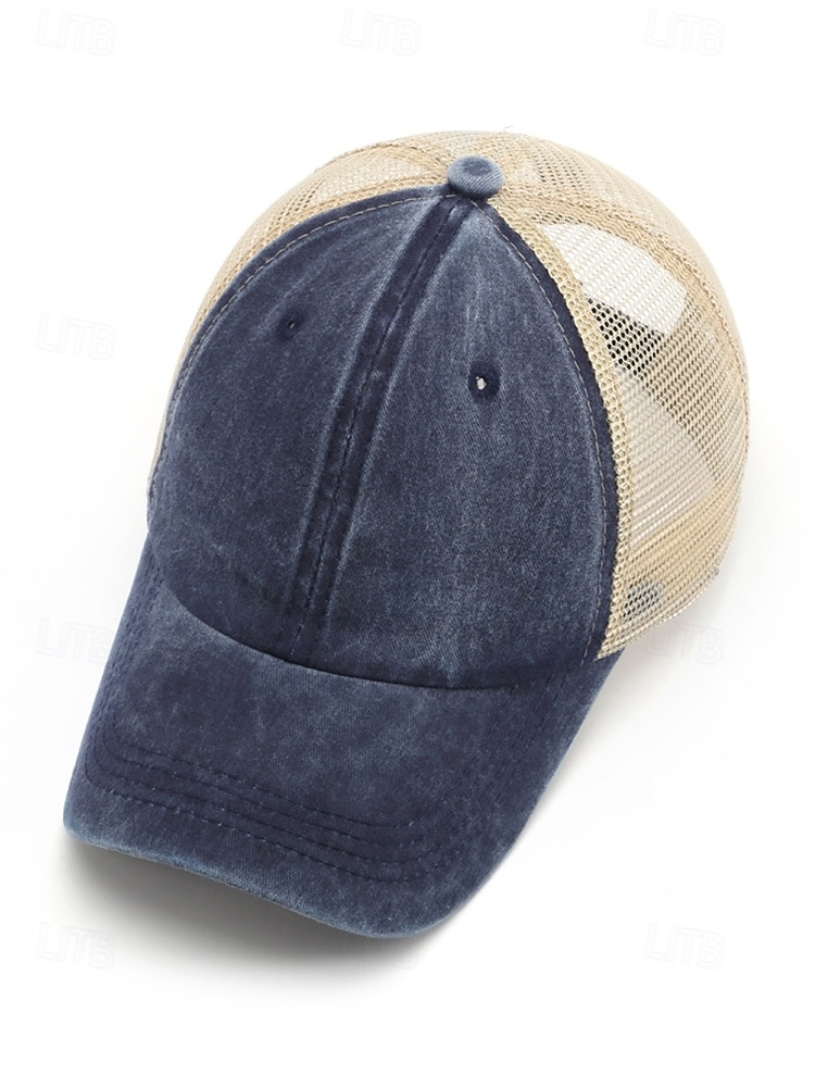 Herr vintage truckerkeps med meshrygg – justerbar basebollkeps i tvättad bomull för utomhussport, resor och vardagskläder 2025 - $11.99 –P6
