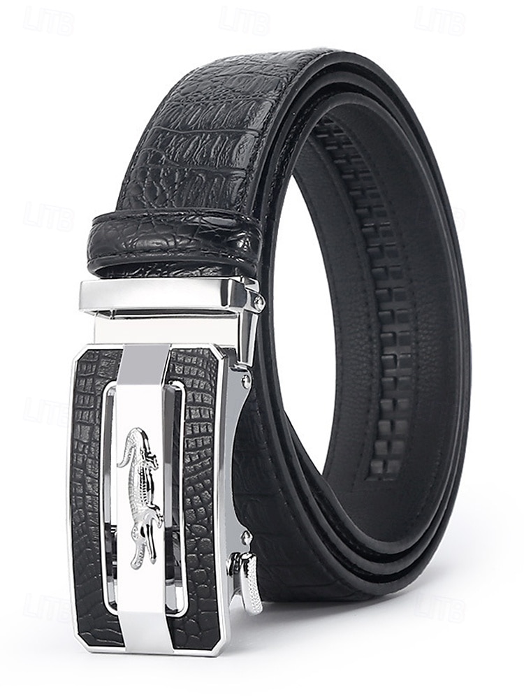 Cintura da uomo in pelle con motivo coccodrillo e fibbia automatica – cinture marroni e nere regolabili di alta qualità con elegante fibbia in metallo per abbigliamento formale e casual, regalo perfetto per la festa del papà del 2025 a $14.99 –P4