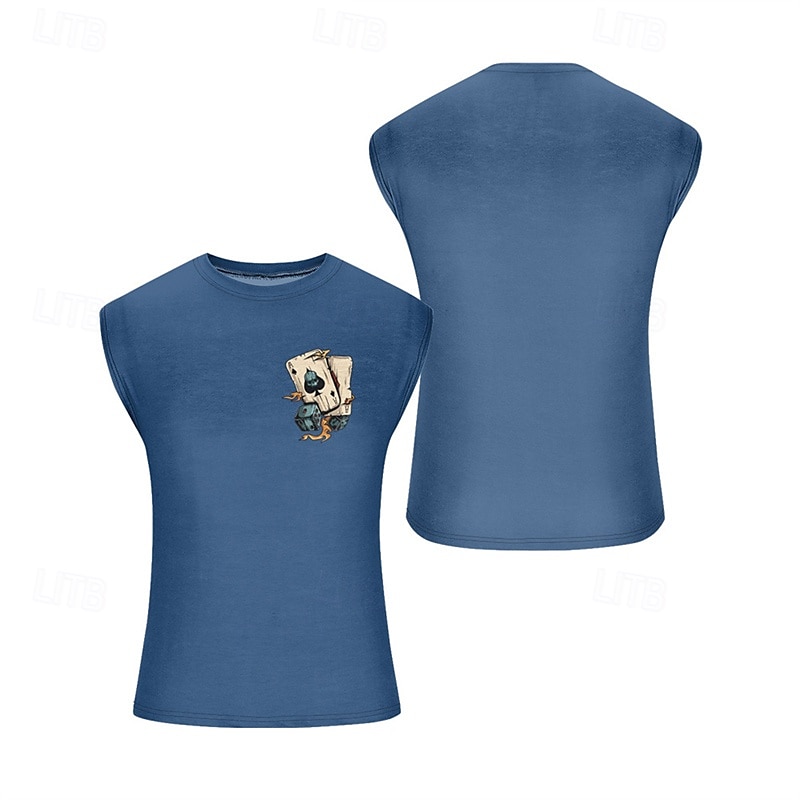 Bărbați Bluză Vest Top Sub Cămașă Cămașă fără mâneci Fără manșon Stil Nautic Vară Pocher Modă Designer De Bază Imprimeu Vacanță Stradă Ieșire Negru Alb Albastru piscină Top tricou pentru bărbați 2025 - $13.99 –P8