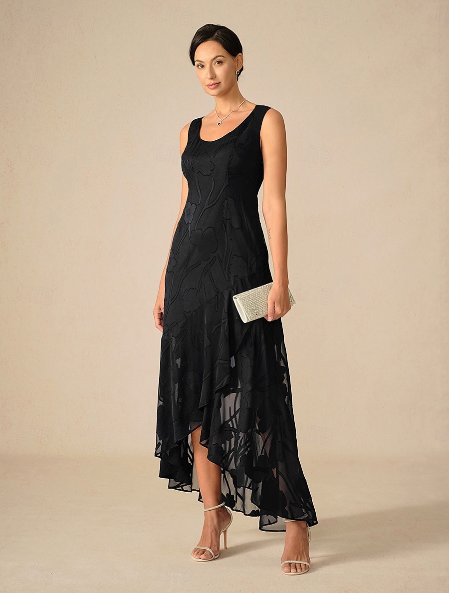 Pentru femei Rochie Maxi Rochie cu Volane Elegant Nuntă Invitat la nunta Serată Floral Fără manșon În U Negru Vară Primăvară 2025 - $69.99 –P1