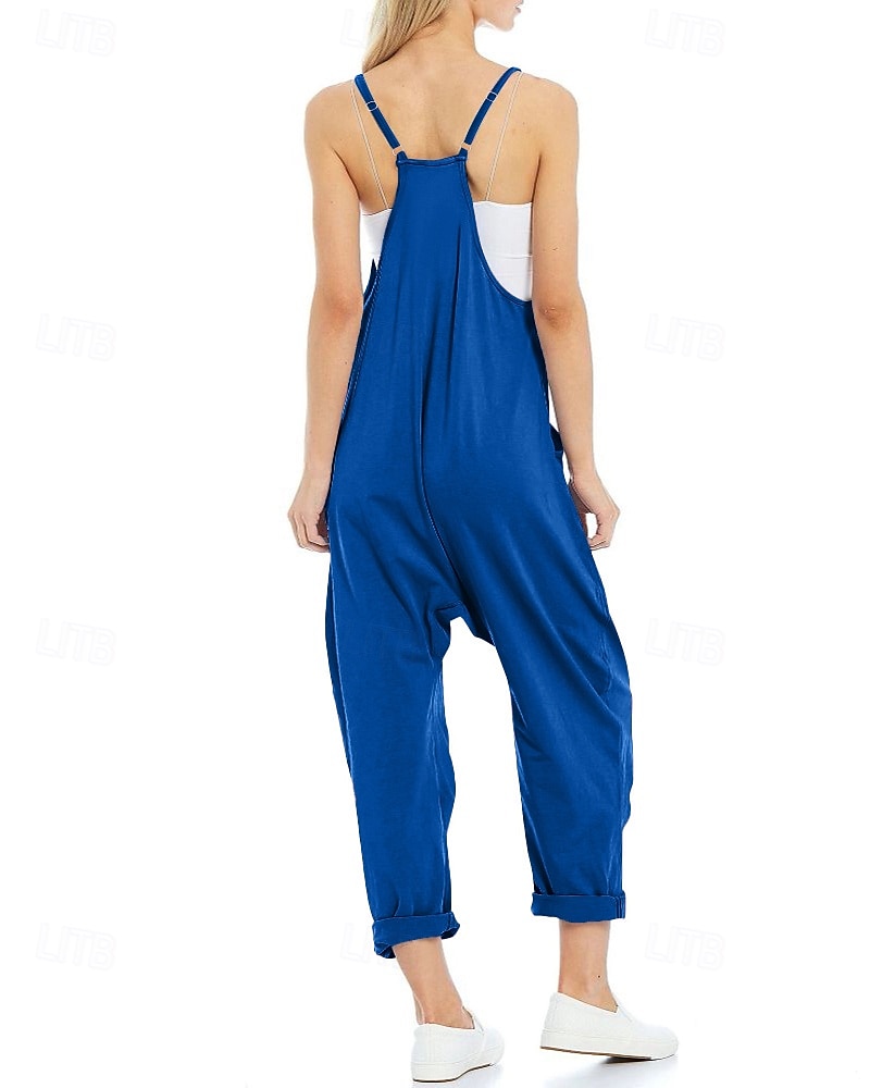 Femmes Normal Combinaison Occasionnel Couleur Unie Sans manches Col en V Avec Poches Sortir Week-end Coupe régulière Noir Vert Claire Vert Véronèse Été de 2025 ? $23.99 –P6