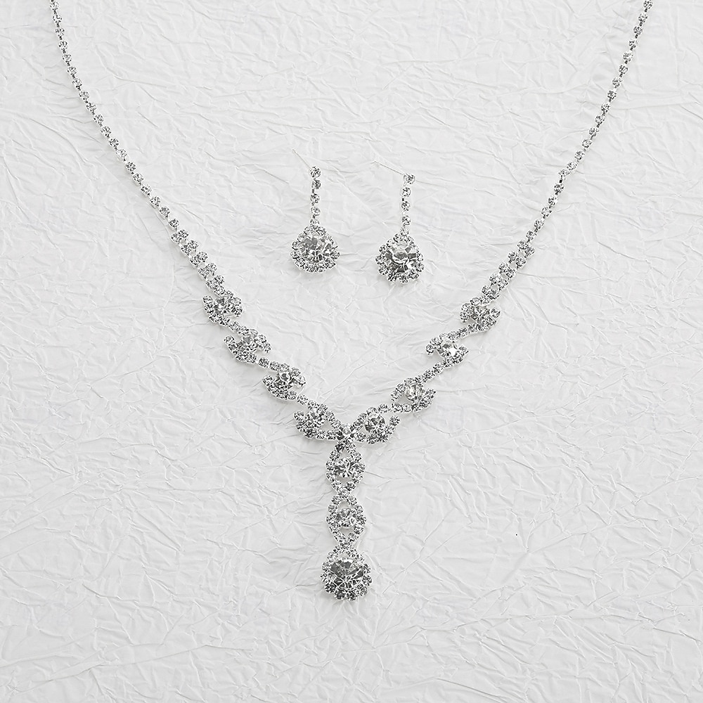 brudsmyckeset 1 set strass örhängen i legering halsband damer eleganta snygga smyckeset för bröllop jul förlovning 2025 - $16.49 –P1