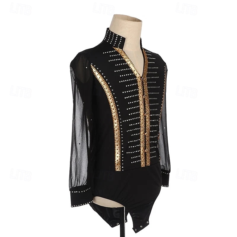 Men's Boys Figure Skating Costumes High Elasticity Training Competition Skating Wear Classic Crystal / Rhinestone Long Sleeve Ice Skating Figure Skating 2026 - $292.99 –P7
