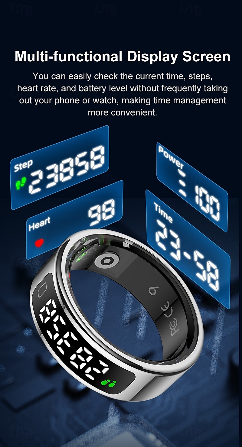 R11C Smart Ring with Touch Display & Charging Case – Heart Rate, Sleep, Blood Oxygen Monitor, Step Tracker, Gesture Control, Waterproof Stainless Steel Fitness Ring 2026 - $58.99 –P4