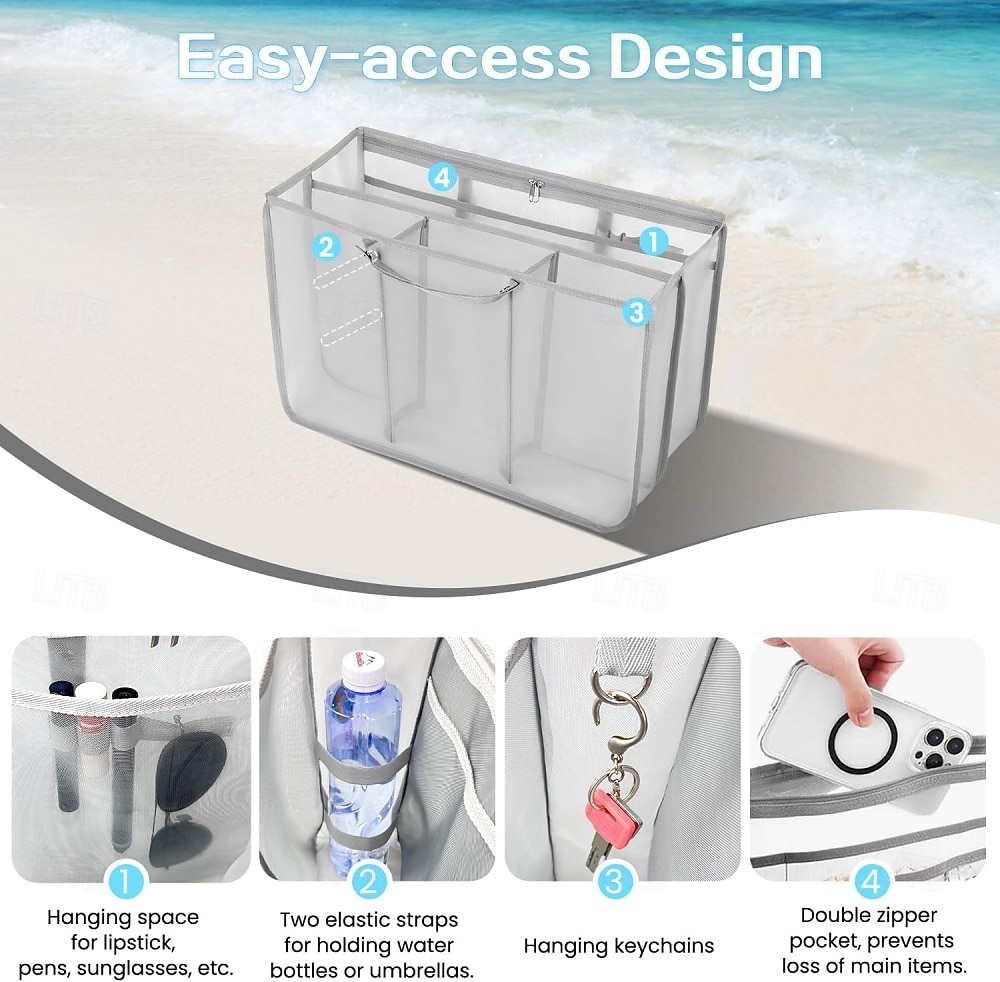 Beach Bag Organizer Insert for XL Bogg Bag, Mesh Divider Pouch Accessories, Lightweight Tote Organizer for Pool, Travel, Beach, Family Storage 2025 - $20.99 –P4