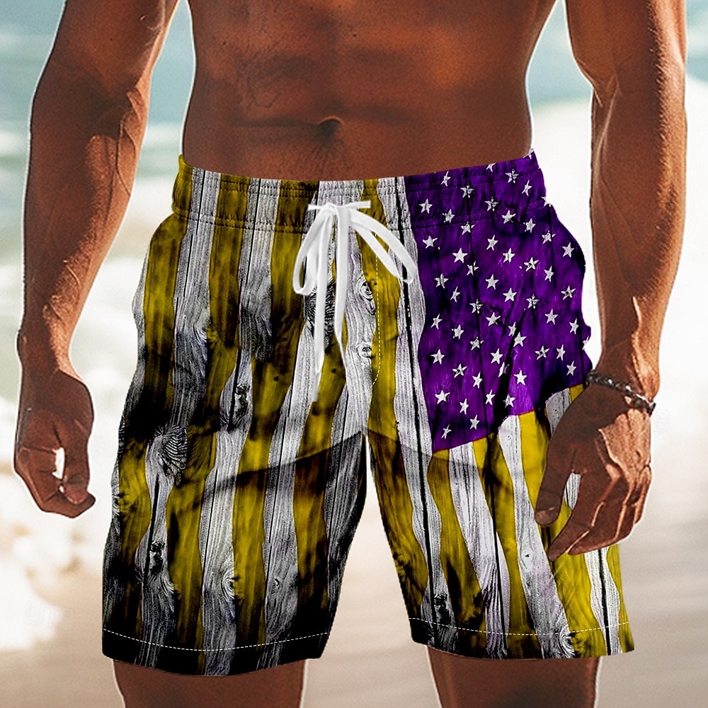 Függetlenség napja Férfi Július 4-én, az Egyesült Államok 250. évfordulóján Amerikai zászló Hazafias Úszónadrágok Deszkás short Közepes csípő Hawaii Szabadság Oldalzsebek Hálós bélés Elasztikus 2026 - $20.99 –P5