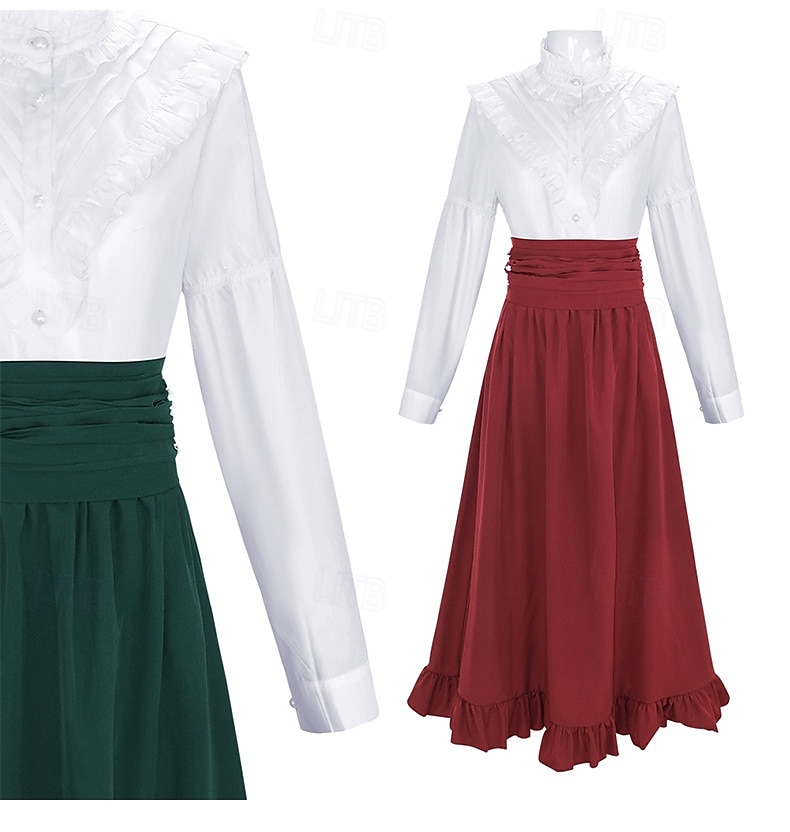 Βικτωριανής Εποχής Renascentist Lung Fustă Bluză / Cămașă Costum Cosplay Normal Guler în picioare Pentru femei Adulți Bluză Fustă 2025 - $70.99 –P6