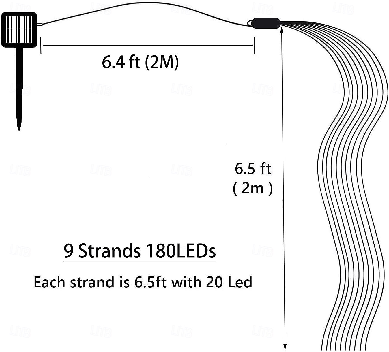 1 Pc Outdoor Waterproof Solar Copper Wire Light String Stream Light Waterfall Light 2M-200 LED Beams Courtyard Garden Lawn Wedding Festival Indoor and Outdoor Atmosphere Decoration Light for Halloween 2026 - $17.99 –P7
