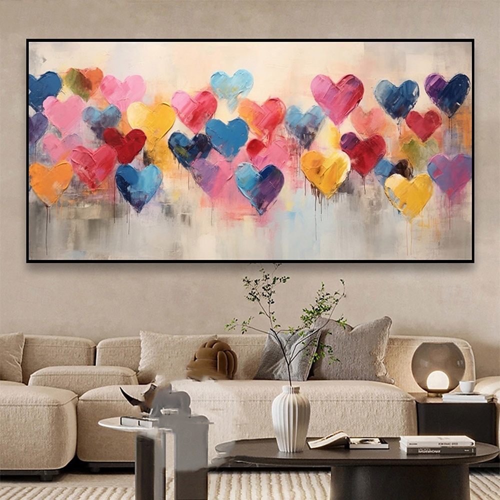 Mintura Handmade Heart Chart Press Oil Paintings On Canvas Wall Art Decoration Modern Abstract Picture For Home Decor Rolled Frameless Unstretched Painting 2025 - $68.99 –P5