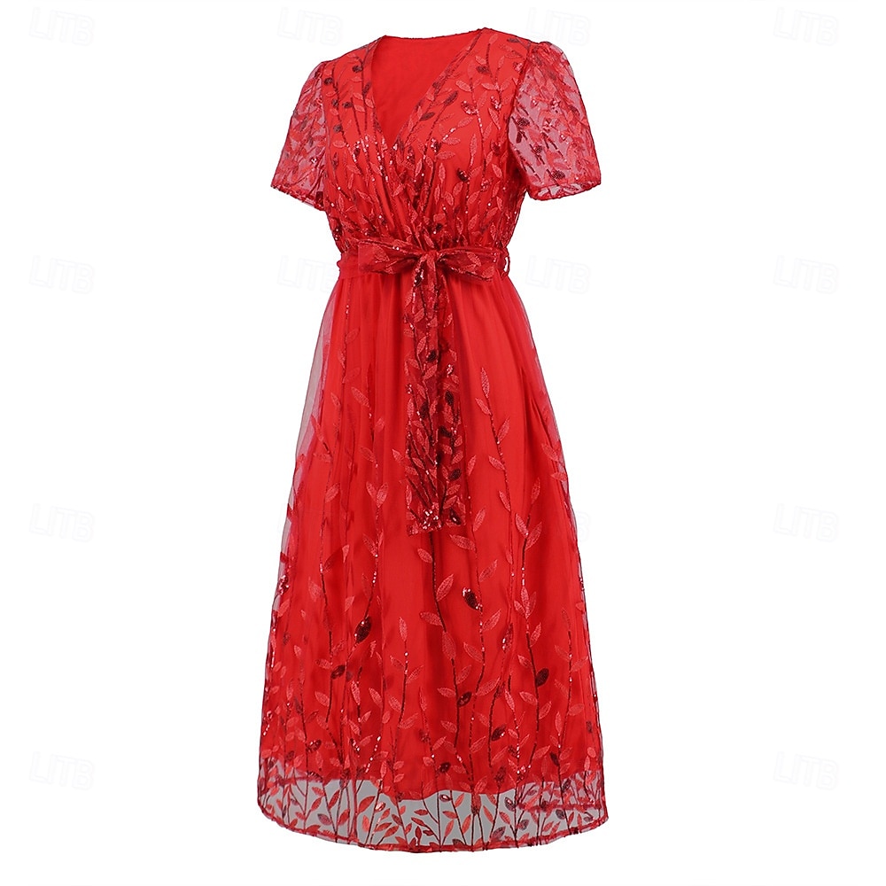 A-Linie Kleid Brautmutterkleid Elegant V Ausschnitt Bodenlang Spitze Kurzarm mit Schärpe / Band Falten 2025 2025 - $79.99 –P13
