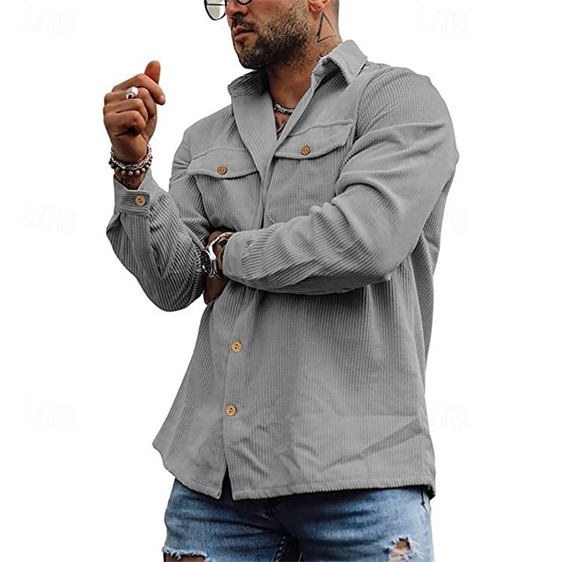 Per uomo Giacca Camicia Giacca di transizione Quotidiano Leggero Tasca Primavera Autunno Semplice Casual Bavero Regolare Aalbicocca Nero Grigio Giacca del 2025 a $26.99 –P2