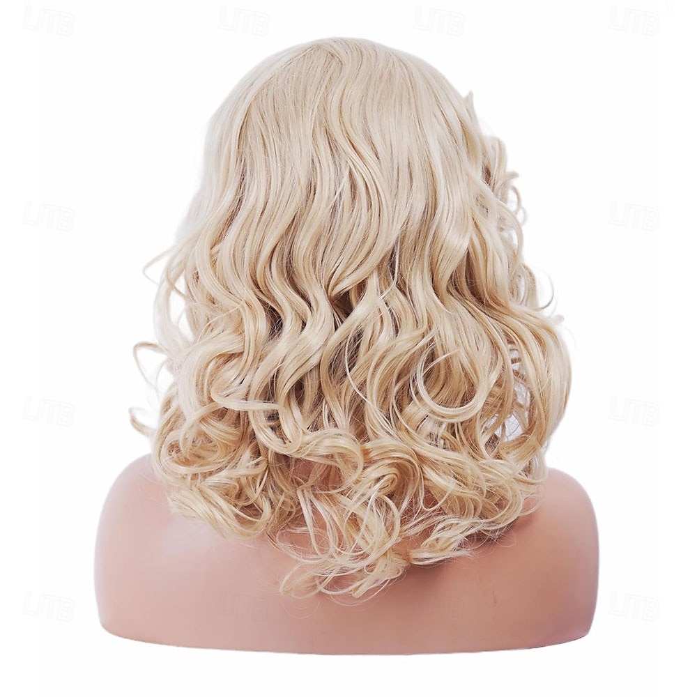 Blond syntetické paruky pro ženy dlouhé vlnité paruka prodyšné bez krytky tepelně odolné pro 70. a 80. léta cosplay halloween denní nošení 2025 - $24.99 –P6