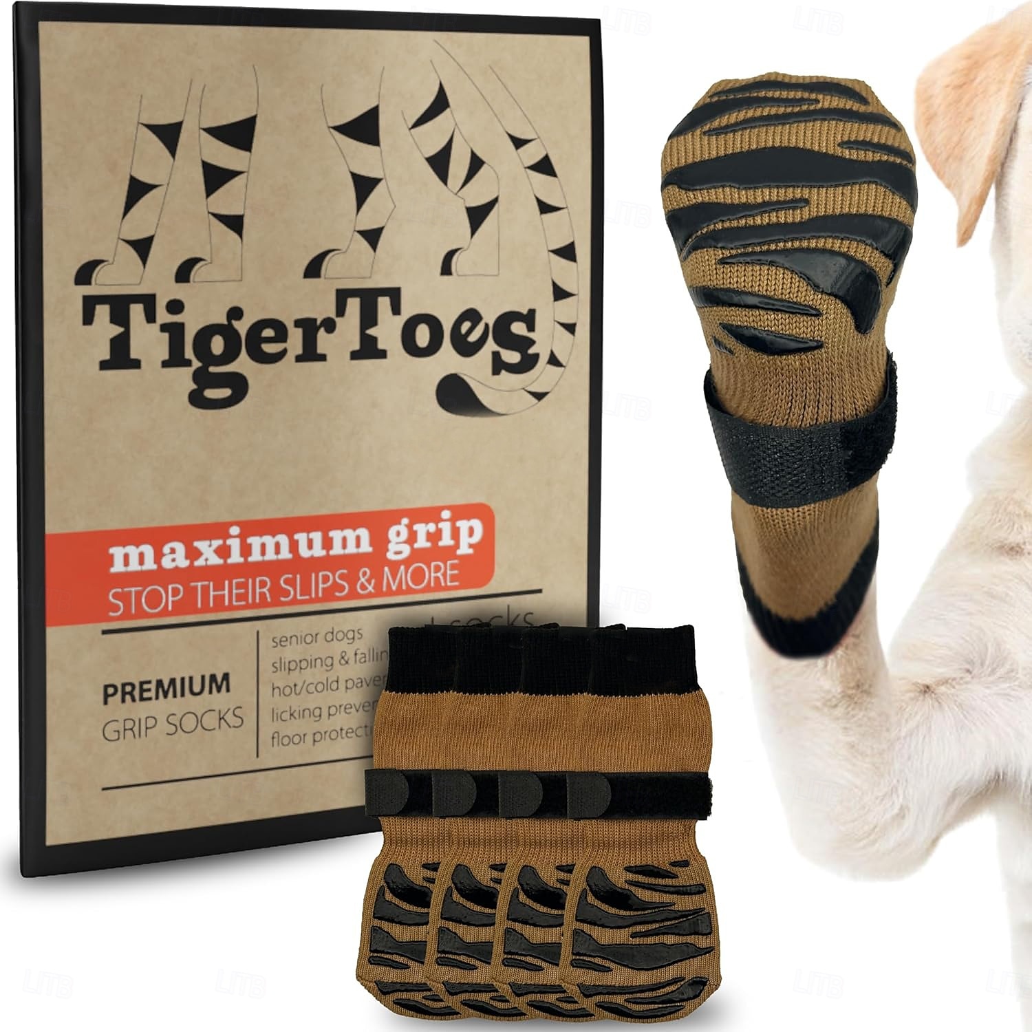 TigerToes Premium Non-Slip Dog Socks for Hardwood Floors - Extra-Thick Grip That Works Even When Twisted - Prevents Licking Slipping and Great for Dog Paw Protection 2025 - $13.99 –P1